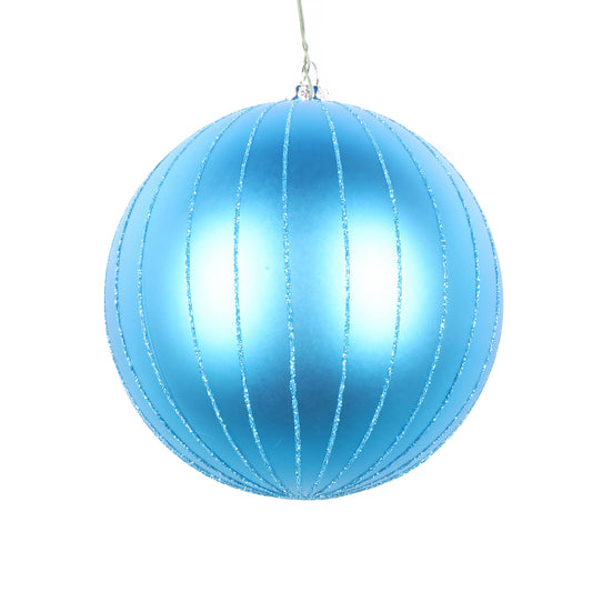 5" Turquoise Matte Glitter Ball Ornament