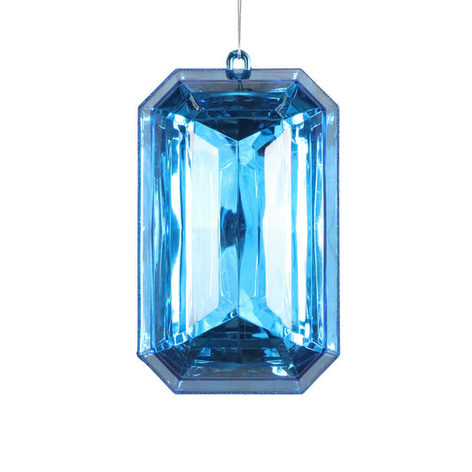 8" Blue Rectangle Jewel Glitter Ornament
