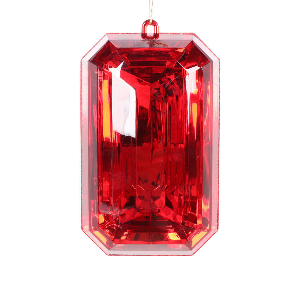 8" Red Rectangle Jewel Glitter - Burlap and Bling Decor
