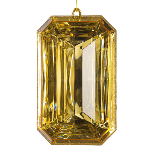 8" Champagne Rectangle Jewel Glitter Ornament