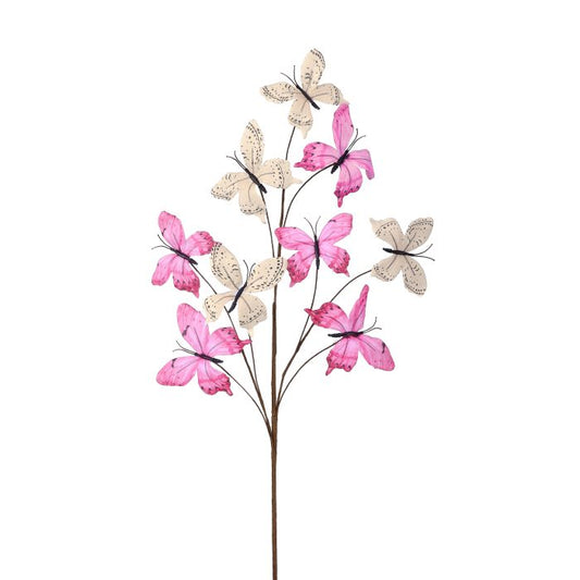 32" BUTTERFLY SPRAY PINK/CREAM - Burlap and Bling Decor