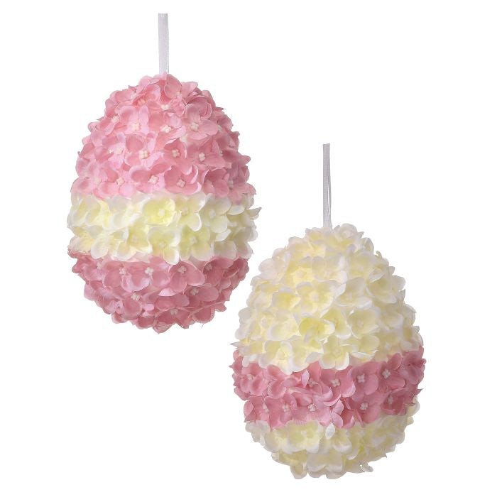 HYDRANGEA EGG ORNAMENT 7" - Burlap and Bling Decor