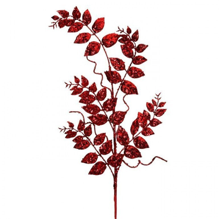35" GLITTER/MICA LATER FERN SPRAY RED