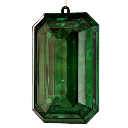 9" ACRYLIC EMERALD CUT PRECIOUS GEM ORNAMENT EMER