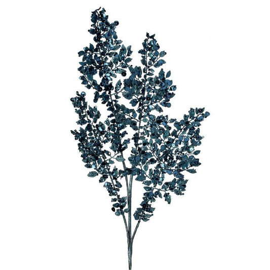 33" METALIC LEAVES SEQUIN SPRAY MIDNIGHT BLUE - Burlap and Bling Decor