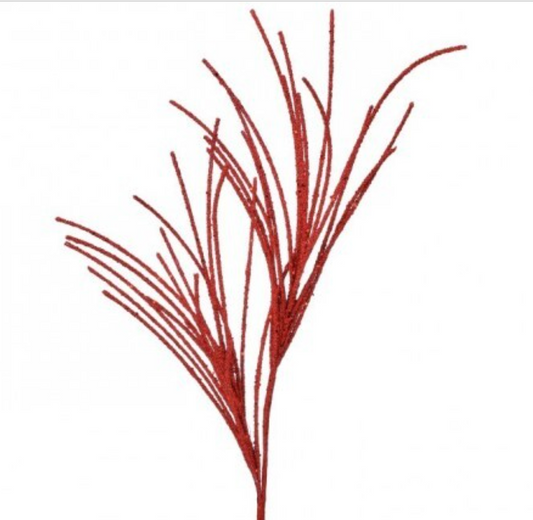28"MICRO BEADED/SEQUIN GRASS SPRAYRED RED