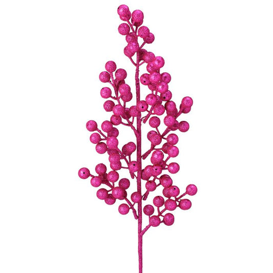 24"GLITTERED CLUSTER BERRY SPIKE HOT PINK