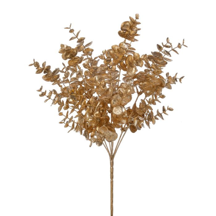 17" GLITTER METALIC EUCALYPTUS SPRAY BUSH GOLD