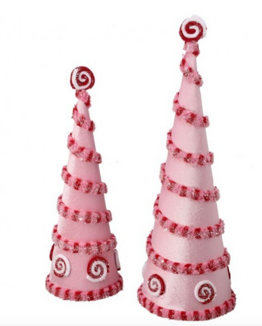 18-24" CANDY SNOW GLITTER CONE TREE SET/2 RDPI - Burlap and Bling Decor