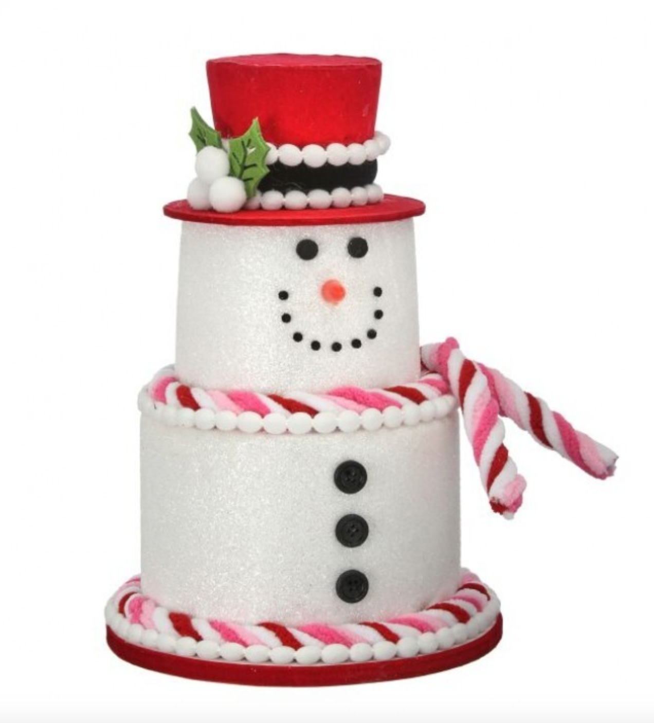 11" SWEETS SNOWMAN CAKE W/GLITTER RDPI - Burlap and Bling Decor