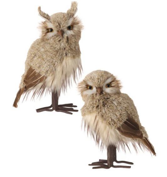 12.5" WINTER CHALET FEATHER OWL 2/AST NACR