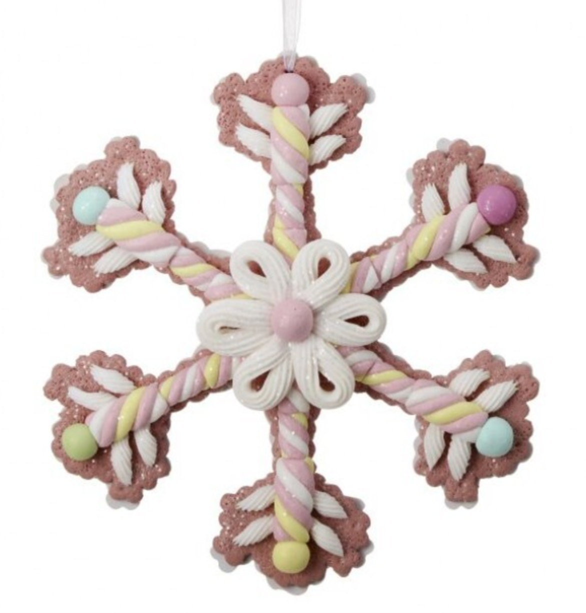 8"CLAYDOUGH CANDY SNOWFLAKE ORNAMENT - Burlap and Bling Decor