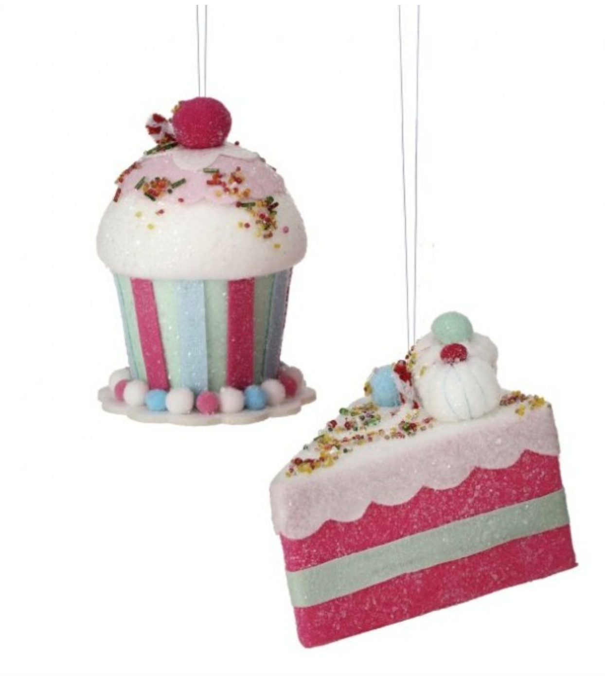 4.5-5.5" SUNDAE/CAKE ORNAMENT 2/AST - Burlap and Bling Decor