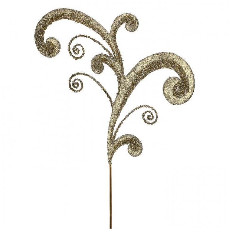 29" METAL ACANTHUS SCROLL GLITTER SPRAY CHPT