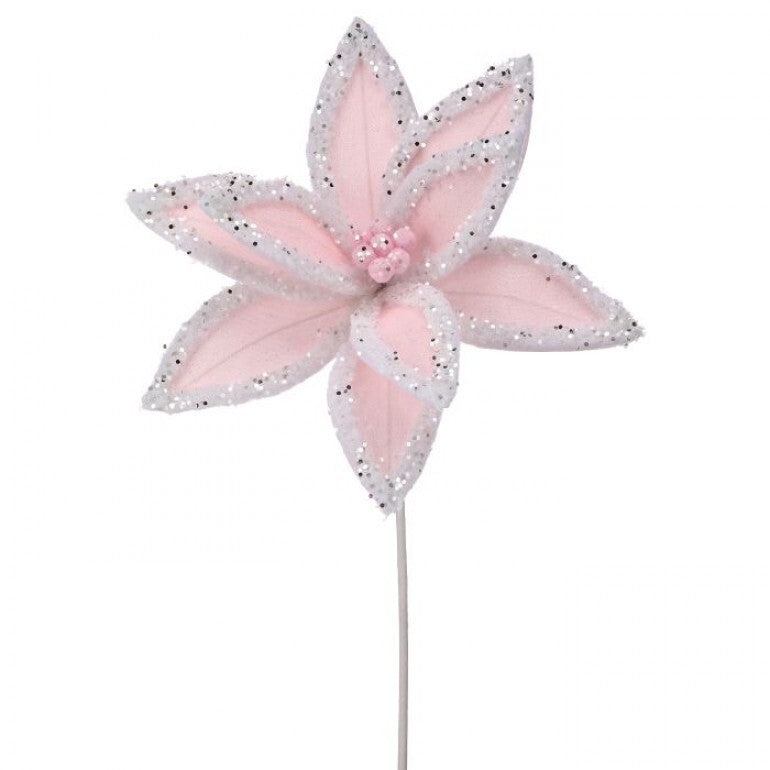 22" WINTER FREEZE POINSETTIA STEM BLPK