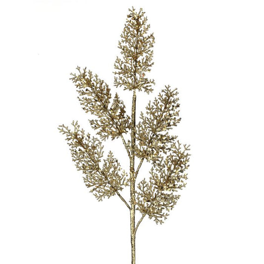 31" SEQUIN CORAL LEAF SPRAY GOLD
