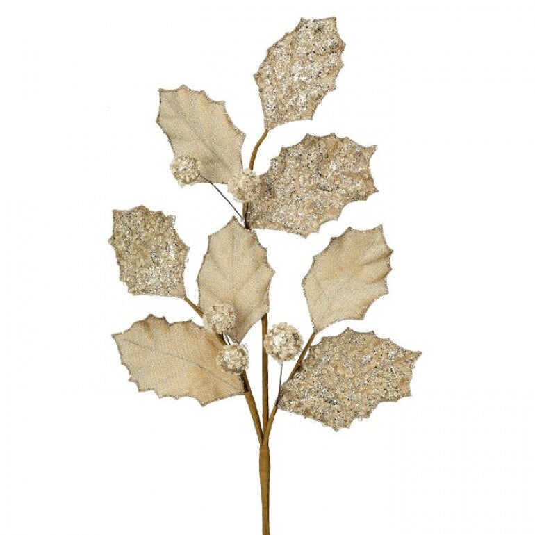 27" GLITTER HOLLY LEAF SPRAY CHAM