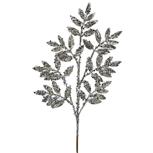 30" PEARL SEQUIN RUSCUS SPRAY PLATINUM - Burlap and Bling Decor