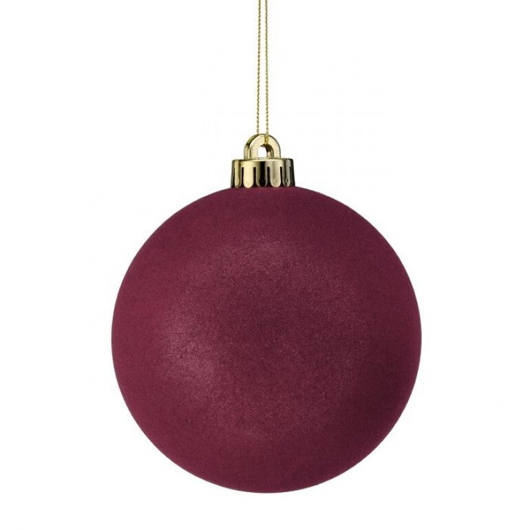 120MM VP FLOCKED BALL ORNAMENT BX/3 BURG
