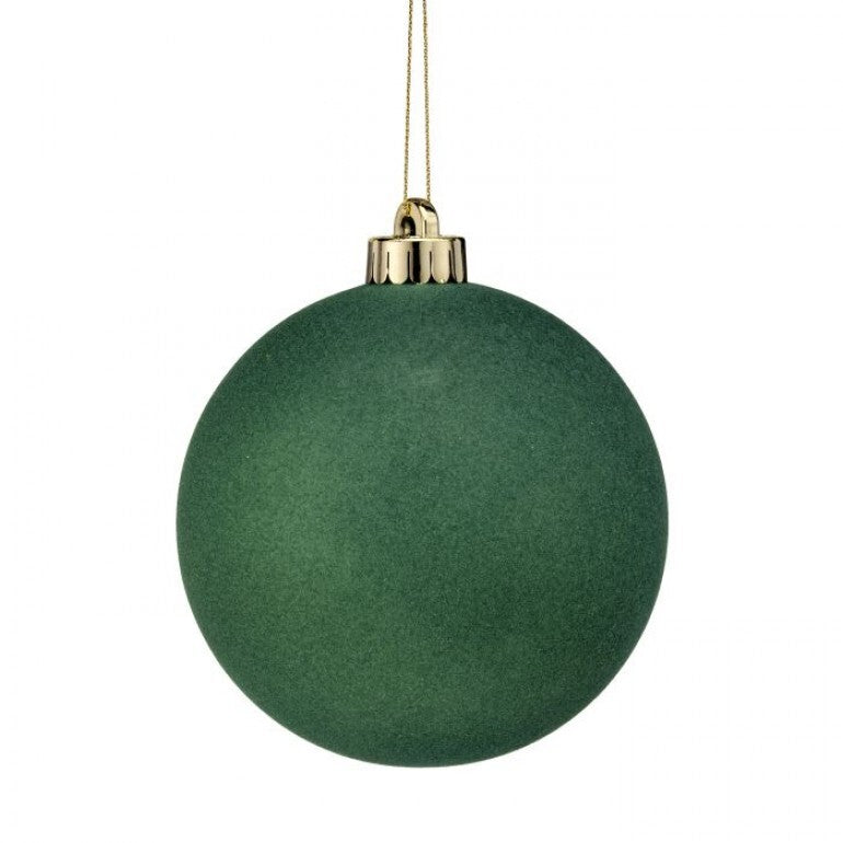 120MM VP FLOCKED BALL ORNAMENT BX/3 GRN