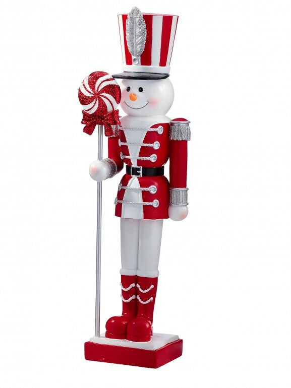 25" RESIN SNOWMAN PEPPERMINT NUTCRACKER RDWH