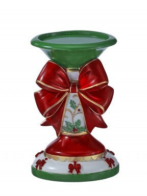 8" RESIN RIBBON BOW CANDLE HOLDER