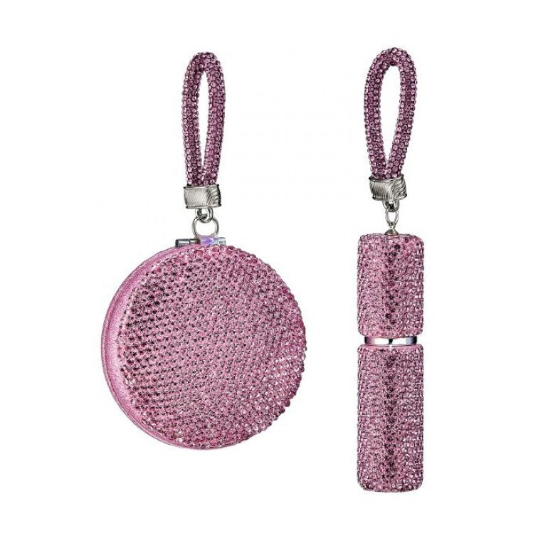 3-4.5" PINK RHINESTONE STONE LIPSTICK OR COMPACT ORNAMENT - CHOOSE ONE COMPACT OR LIPSTICK
