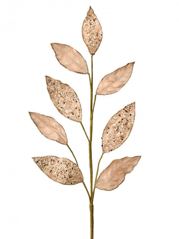 29" PEARL VELVET MAGNOLIA LEAF SPRAY LTCR