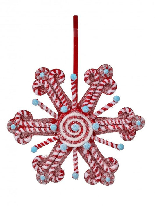 12" FROSTED PEPPERMINT SNOWFLAKE HOMU