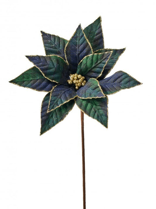 21" GENTLEMENS PLAID POINSETTIA STEM GRBL