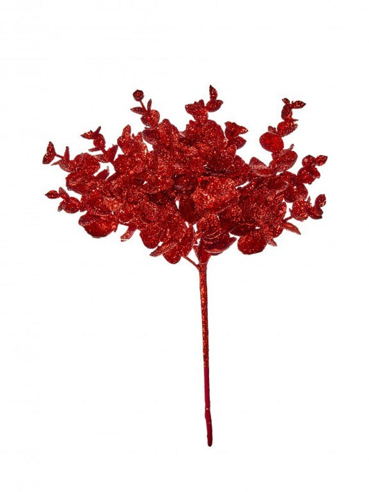 11" GLITTER MINI EUCLYPTUS BUSH RED