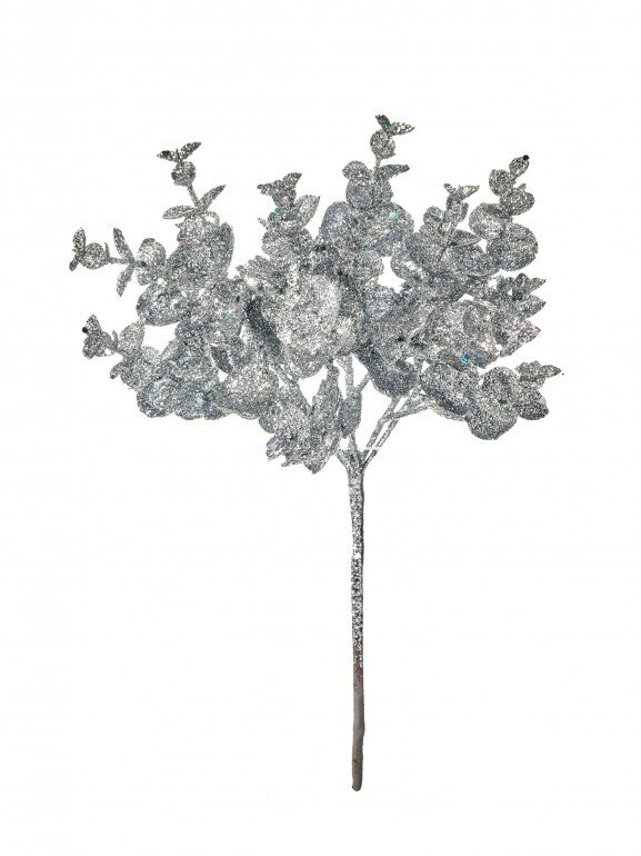 11" GLITTER MINI EUCLYPTUS BUSH SILV