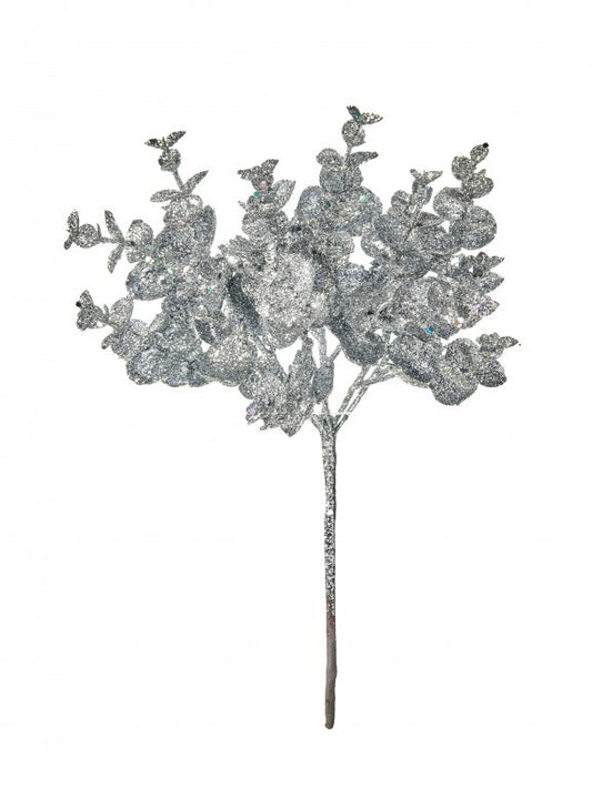 11" GLITTER MINI EUCLYPTUS BUSH SILV