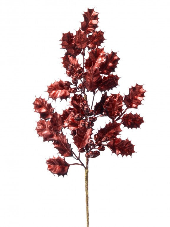 25" ANTIQUE METALLIC HOLLY SPRAY BURG