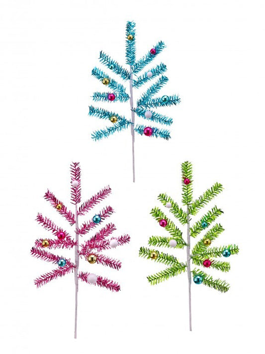 16" TINSEL/BALL RETRO PICK 3/AST HOMU
