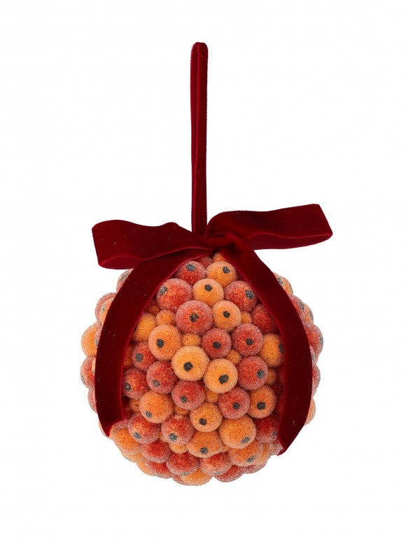 4" BEADED BERRY BALL ORNAMENT CITRUS