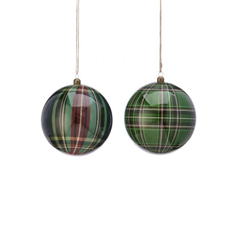 6" GENTLEMEN STYRO PLAID BALL ORNAMENT 2/AST GRMU