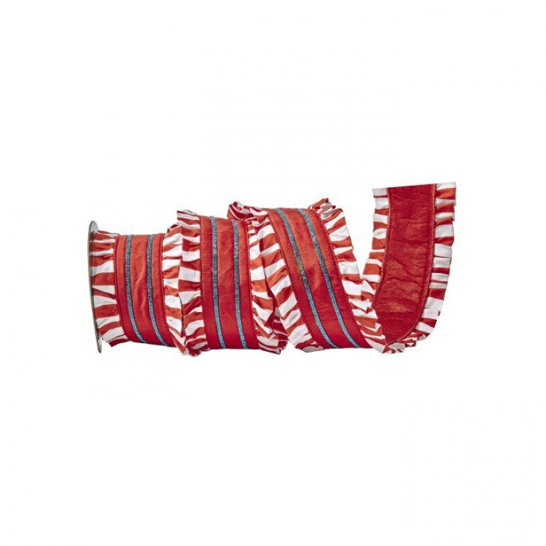 4"X5Y PLEATED PEPPERMINT STRIPE RIBBON HOMU