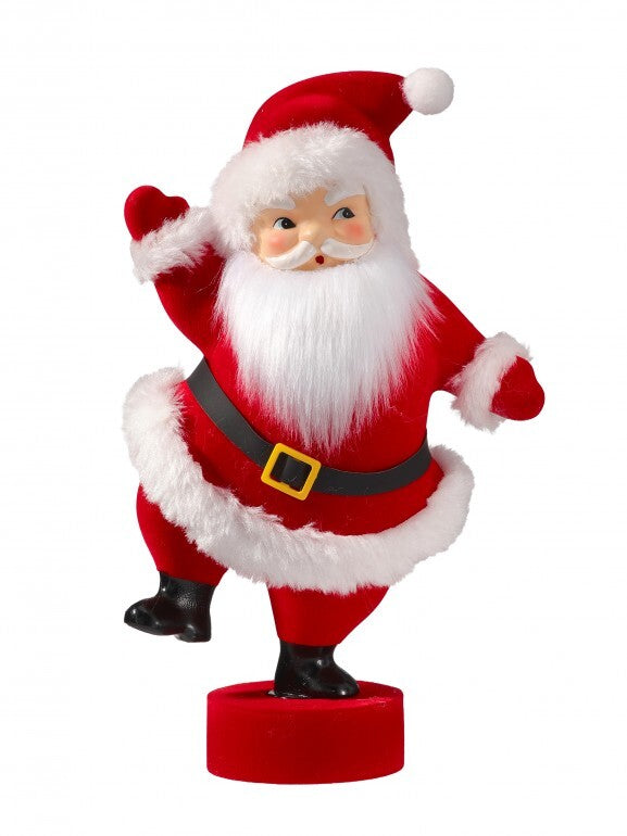 9.5"PVC OLD FASHIONED FLOCKED SANTA RED