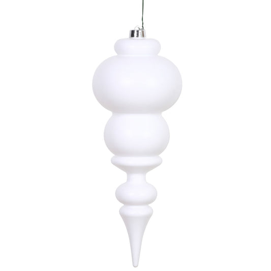 14" White Matte Finial - Burlap and Bling Decor