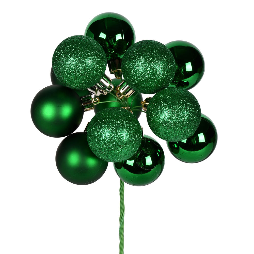 12" Green Ball Ornament Pick