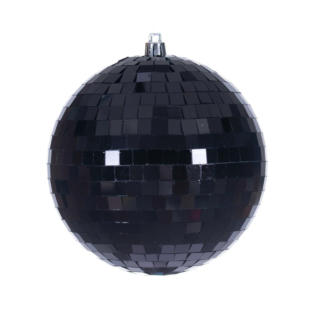 4.75" Black Mirror Ball Ornament - Burlap and Bling Decor