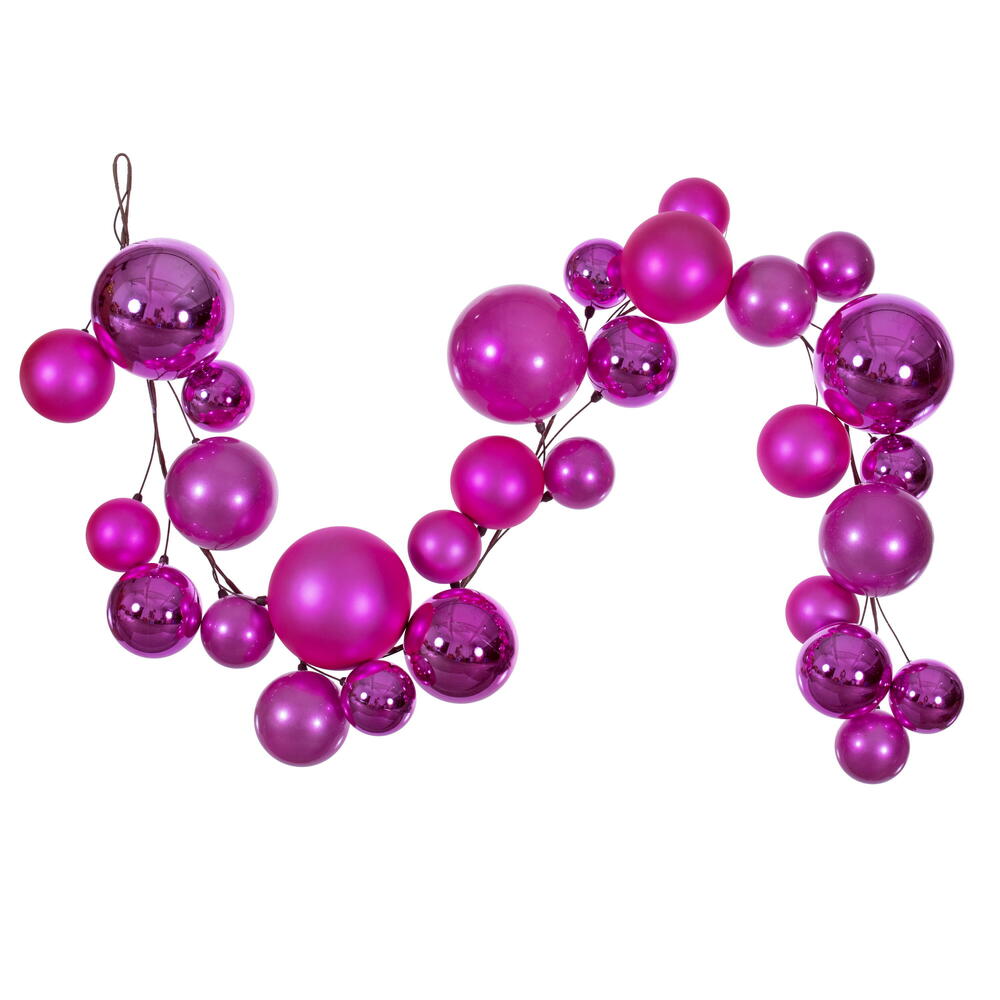 6' Hot Pink Ball Branch Garland