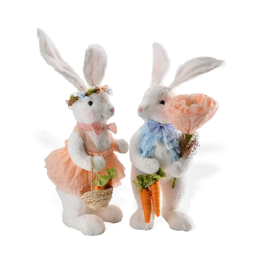 EASTER RABBIT 13" x 9 " set of 2 (boy and girl) - Burlap and Bling Decor