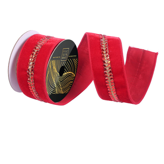 2.5"x5yd Red Velvet Red Drop Jewel