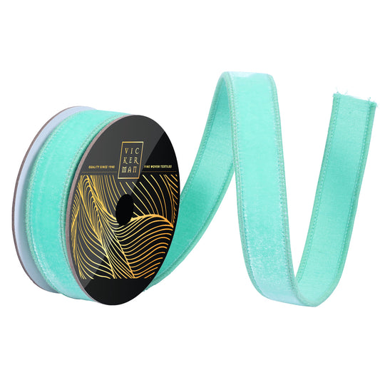 1"x10yd Seafoam Velvet Dupion Wired Ribbon