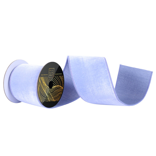4"x10yd Periwinkle Velvet Dupion Ribbon - Burlap and Bling Decor