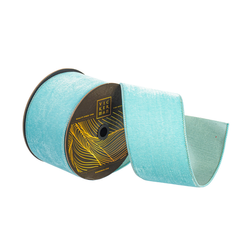 2.5"x10yd Teal Velvet Dupion Ribbon