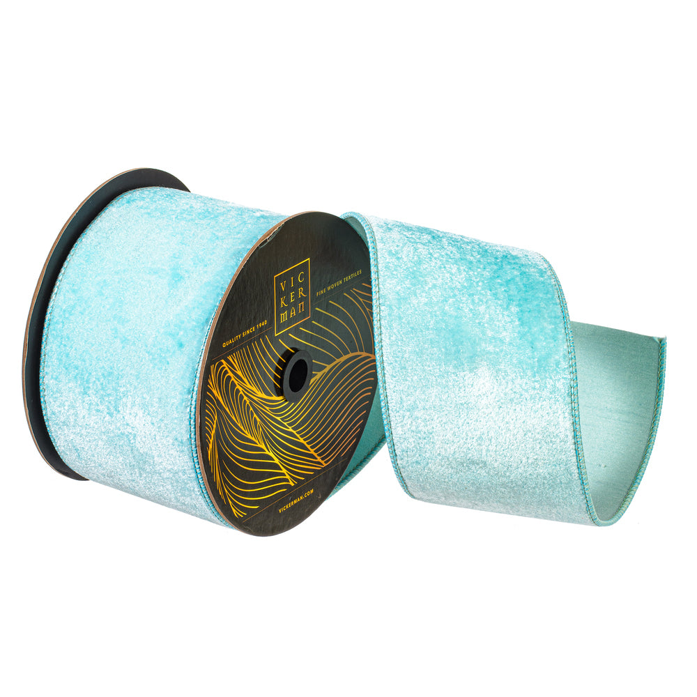 4"x10yd Baby Blue Velvet Dupion Ribbon