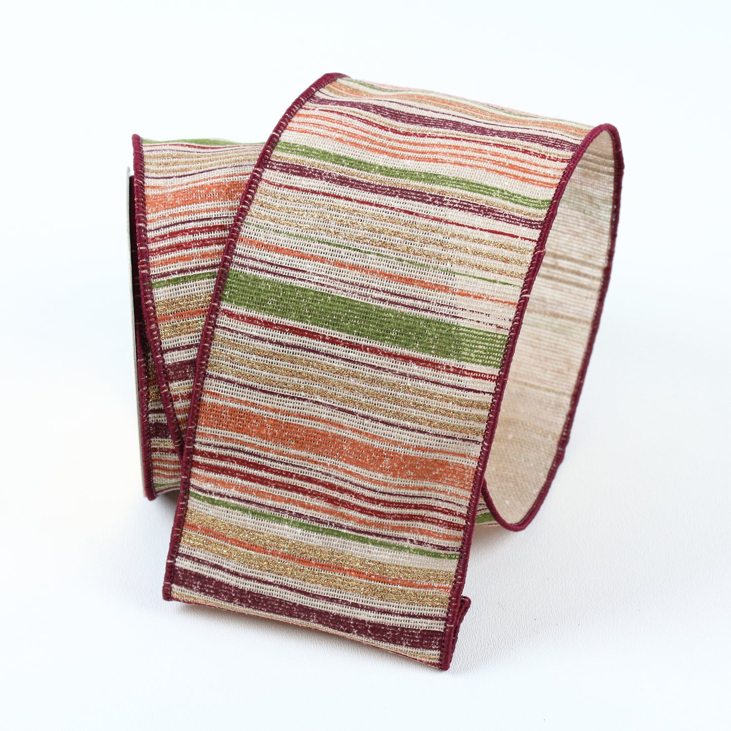 4" X 10YD FALL STRIPES MULTI - Burlap and Bling Decor